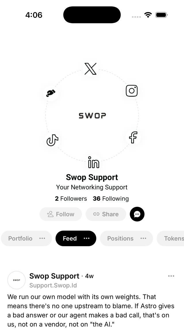 A SmartSite profile in the Swop app